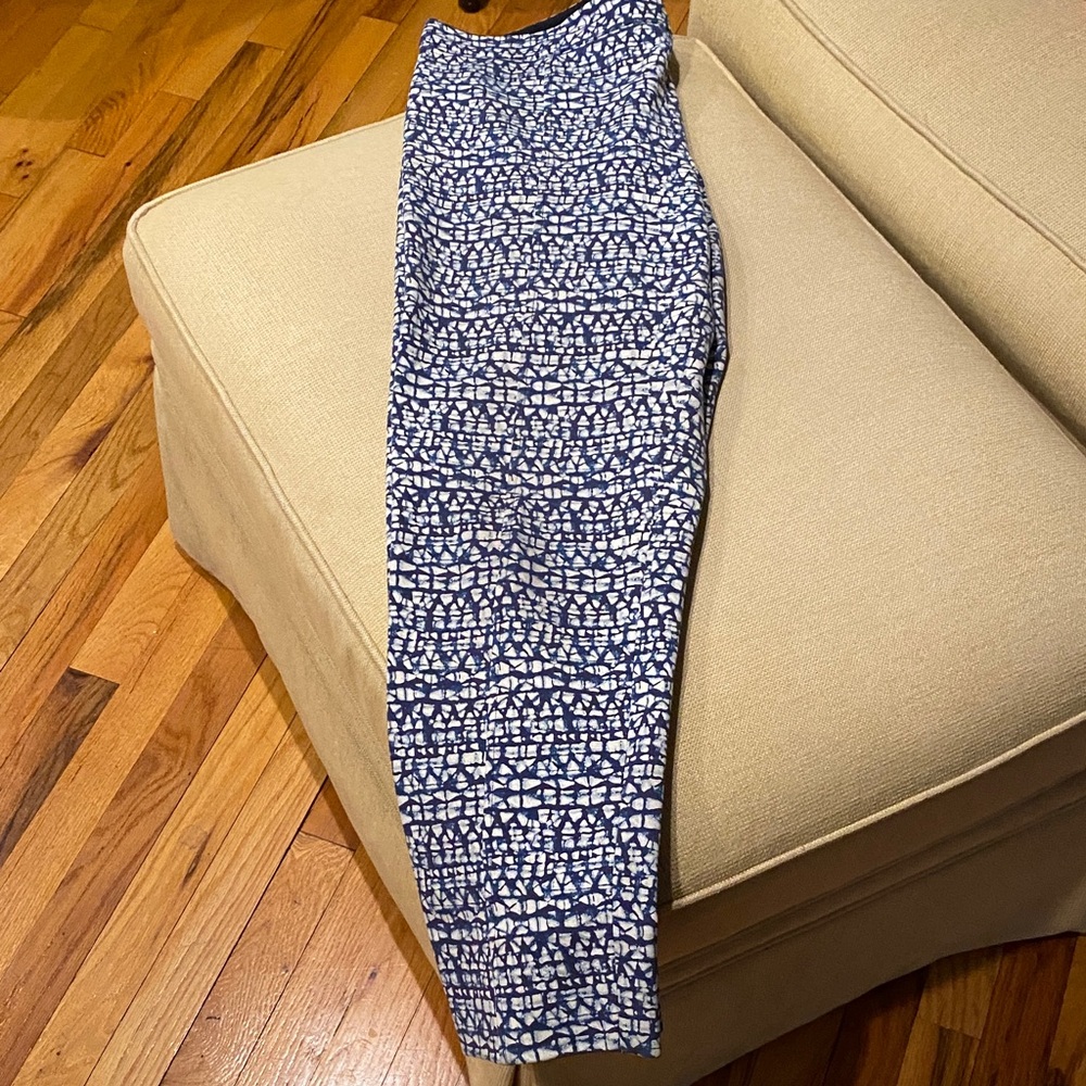 Tory Burch Navy and White Printed Pants